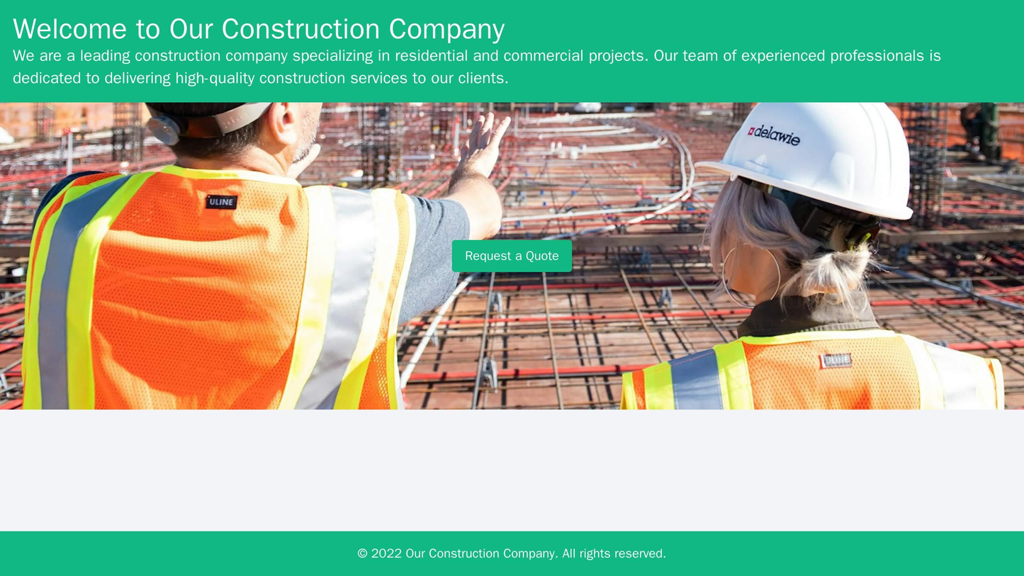 A construction company site with a background slideshow featuring project images, and a prominent call-to-action button Web Template 3776