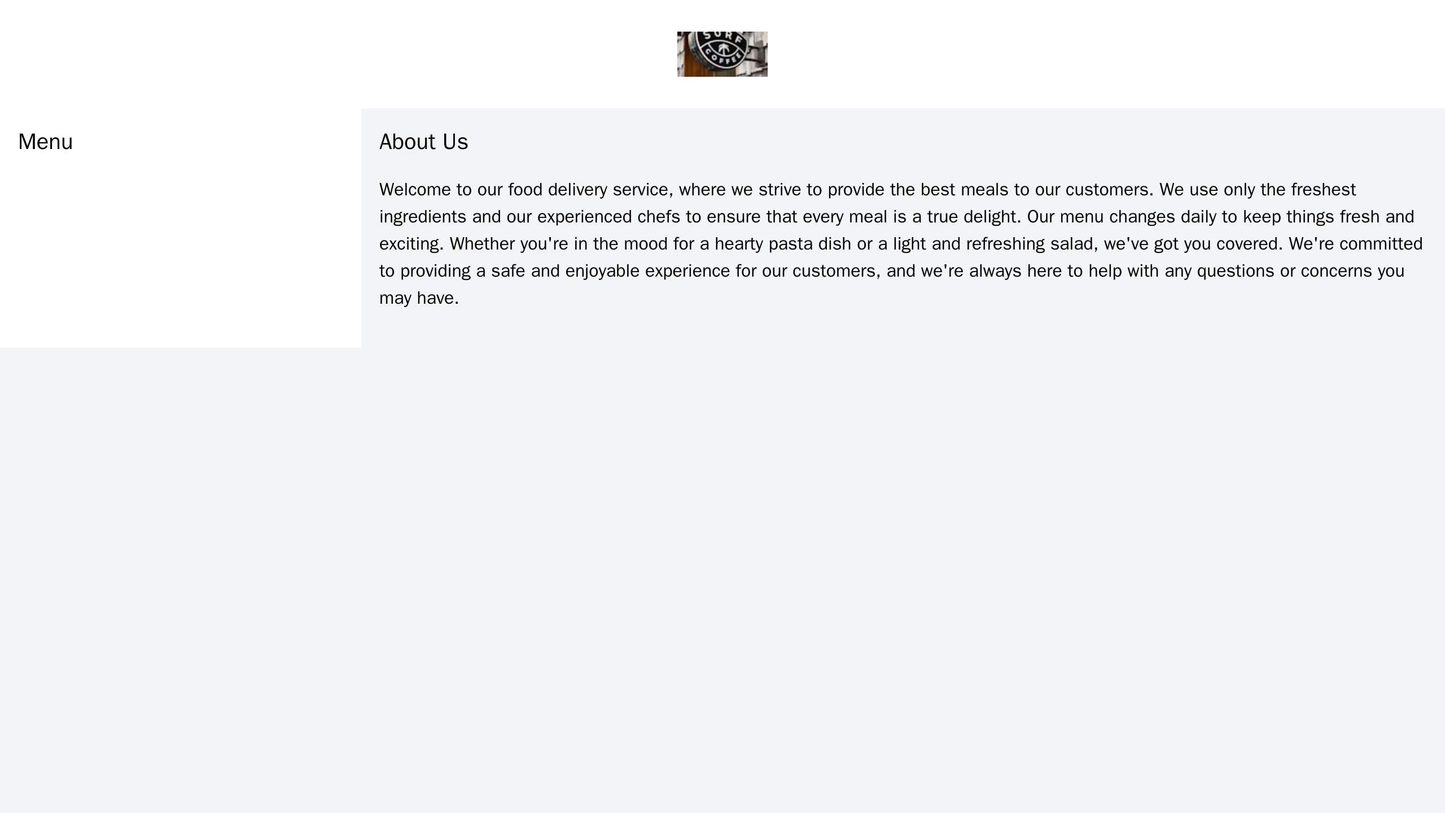 A food delivery service site with a horizontal slider showcasing dishes, a centered logo at the top, and a left sidebar Web Template 3273