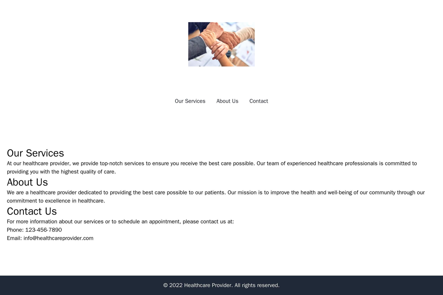 A healthcare provider site designed with a clean white layout, centered logo, and a bottom navigation bar with links to Web Template 4196