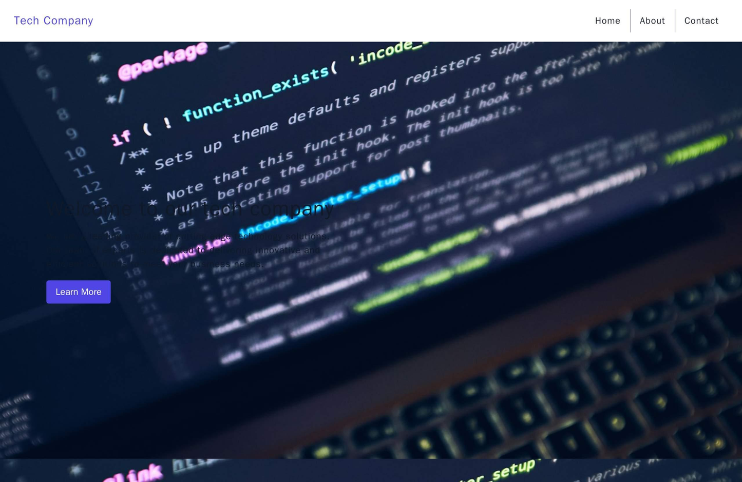 A tech company site with a full-screen background video and a minimalist navigation bar at the top. The content area is Web Template 3192