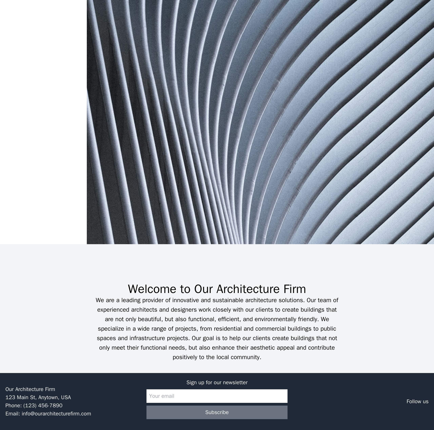 Architecture Firm: A sleek, modern site with a large, full-width header image of a building project, a menu that slides Web Template 4657