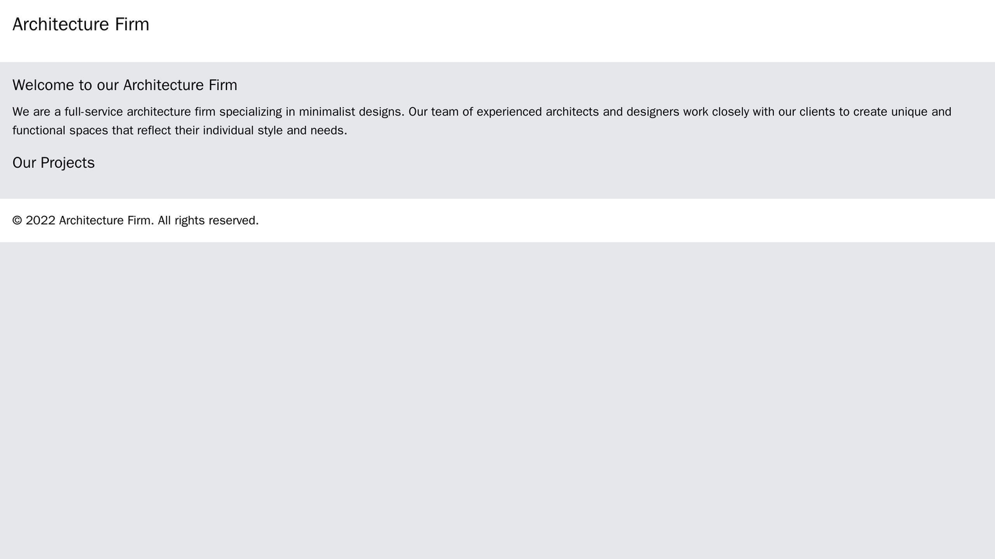 Architecture Firm: A minimalist design with a full-width image of a building project on the homepage. Navigation hidden Web Template 4759