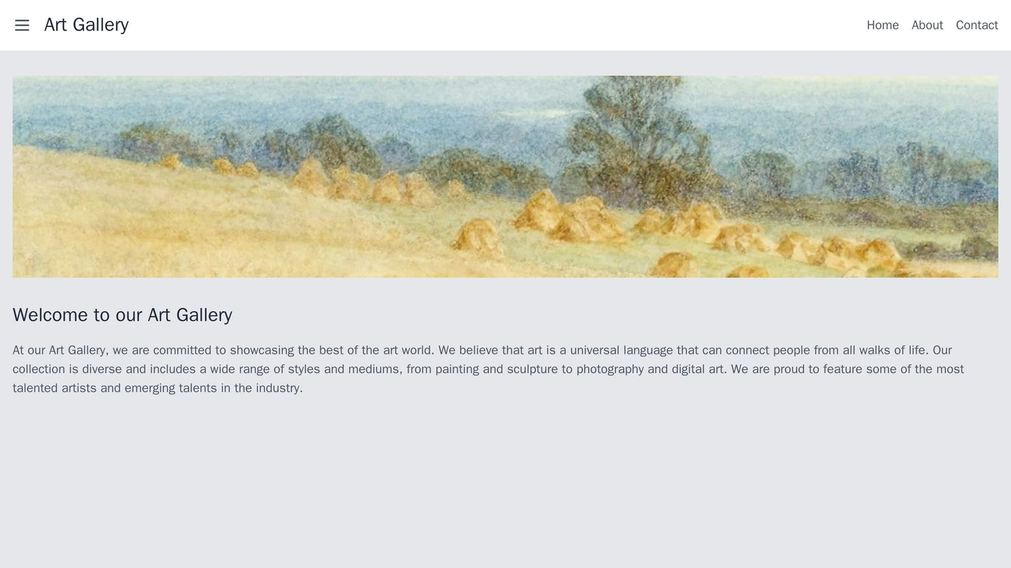 Art Gallery: A visually stunning design featuring a large hero image of a piece of art, with the navigation menu hidden Web Template 3214