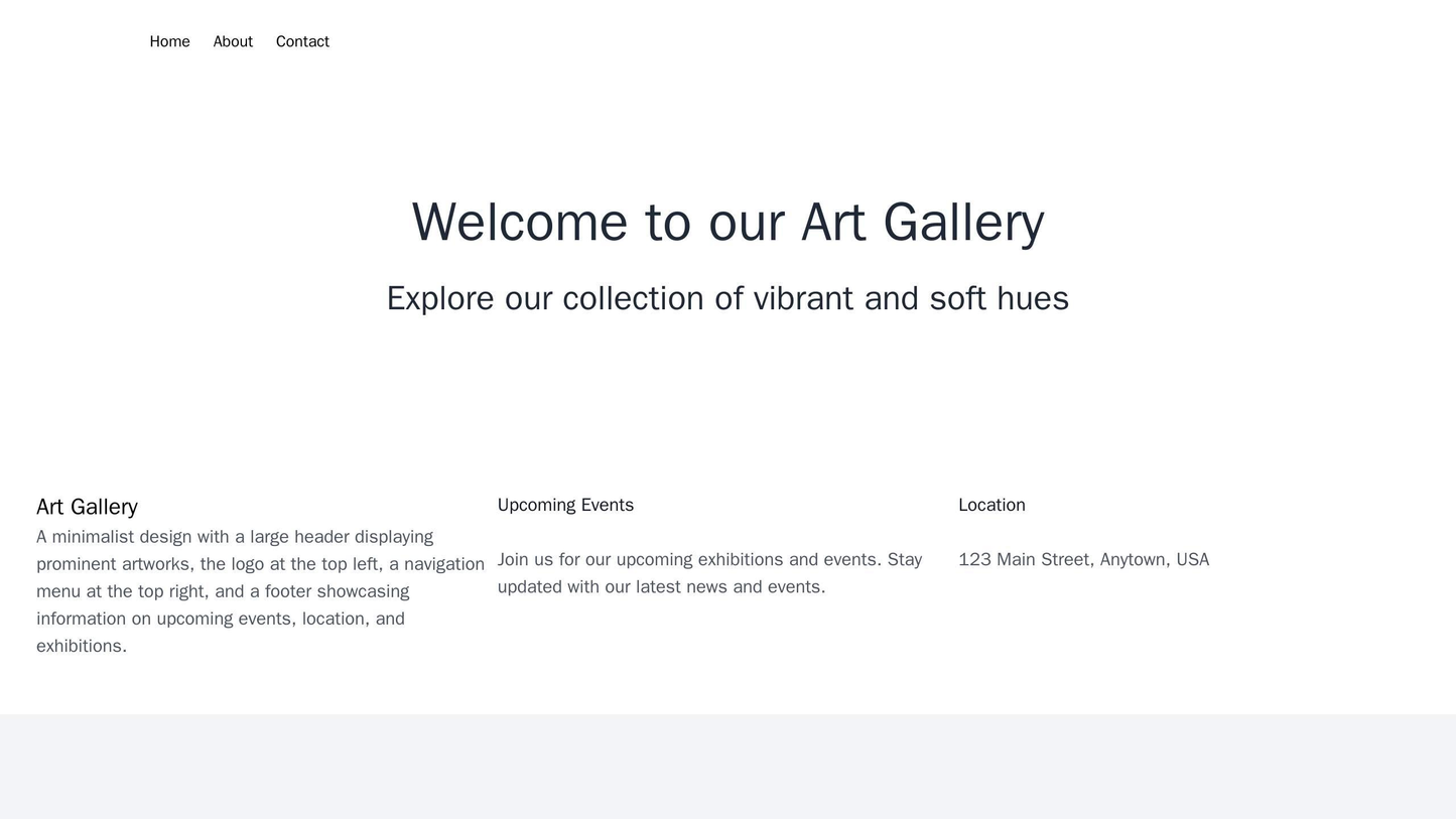 Art Gallery Website: A minimalist design with a large header displaying prominent artworks, the logo at the top left, a Web Template 4273