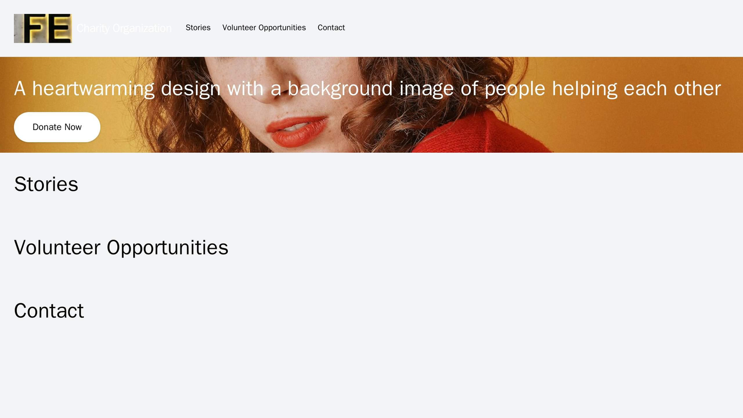 Charity Organization: A heartwarming design with a background image of people helping each other, logo on the top left, Web Template 2092