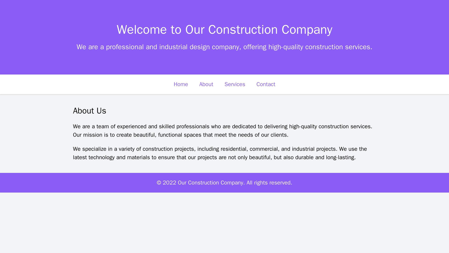 Construction Company: A professional and industrial design, featuring a prominent header image showcasing their work, a Web Template 2066