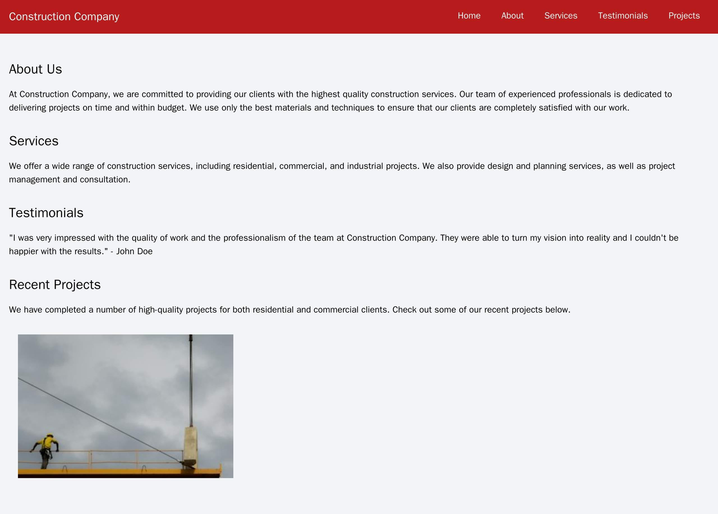 Construction Company: A rugged, industrial design with large images of construction projects and a strong color scheme. Web Template 4558