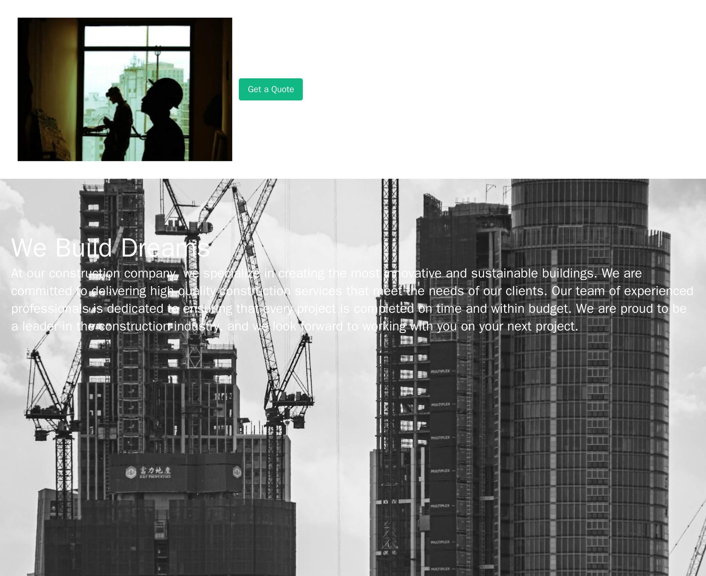 Construction Company Site: A monochromatic design with a header featuring the company logo and a call-to-action button. Web Template 3287