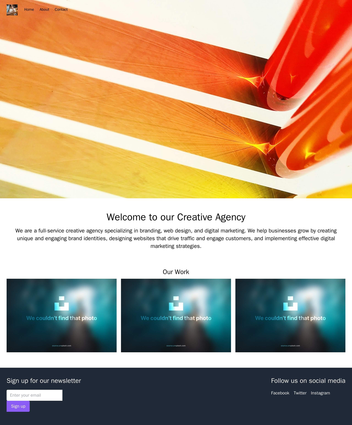 Creative Agency: A bright and creative design with a full-width hero image of a previous project, a centered logo and a Web Template 3869