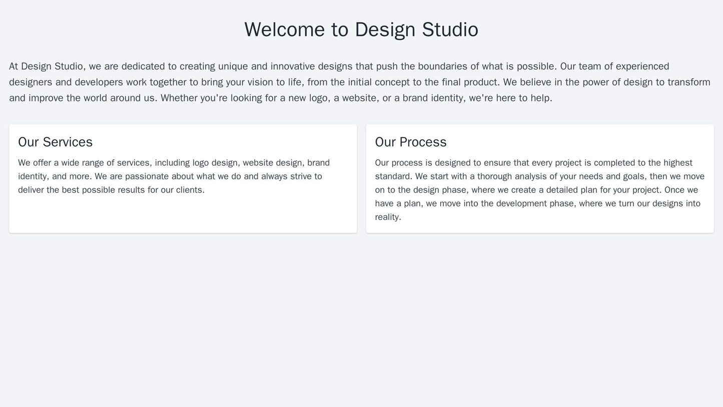 Design Studio: A minimal layout with wide whitespace, a rotating project showcase, a dark gray and white color palette, Web Template 3204
