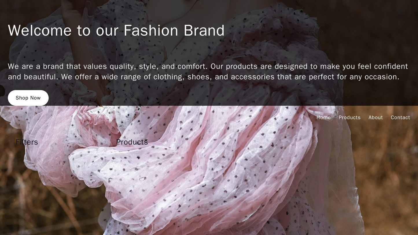 E-commerce Site for a Fashion Brand: A full-width header image with overlaid text and call-to-action button. navigation Web Template 3707