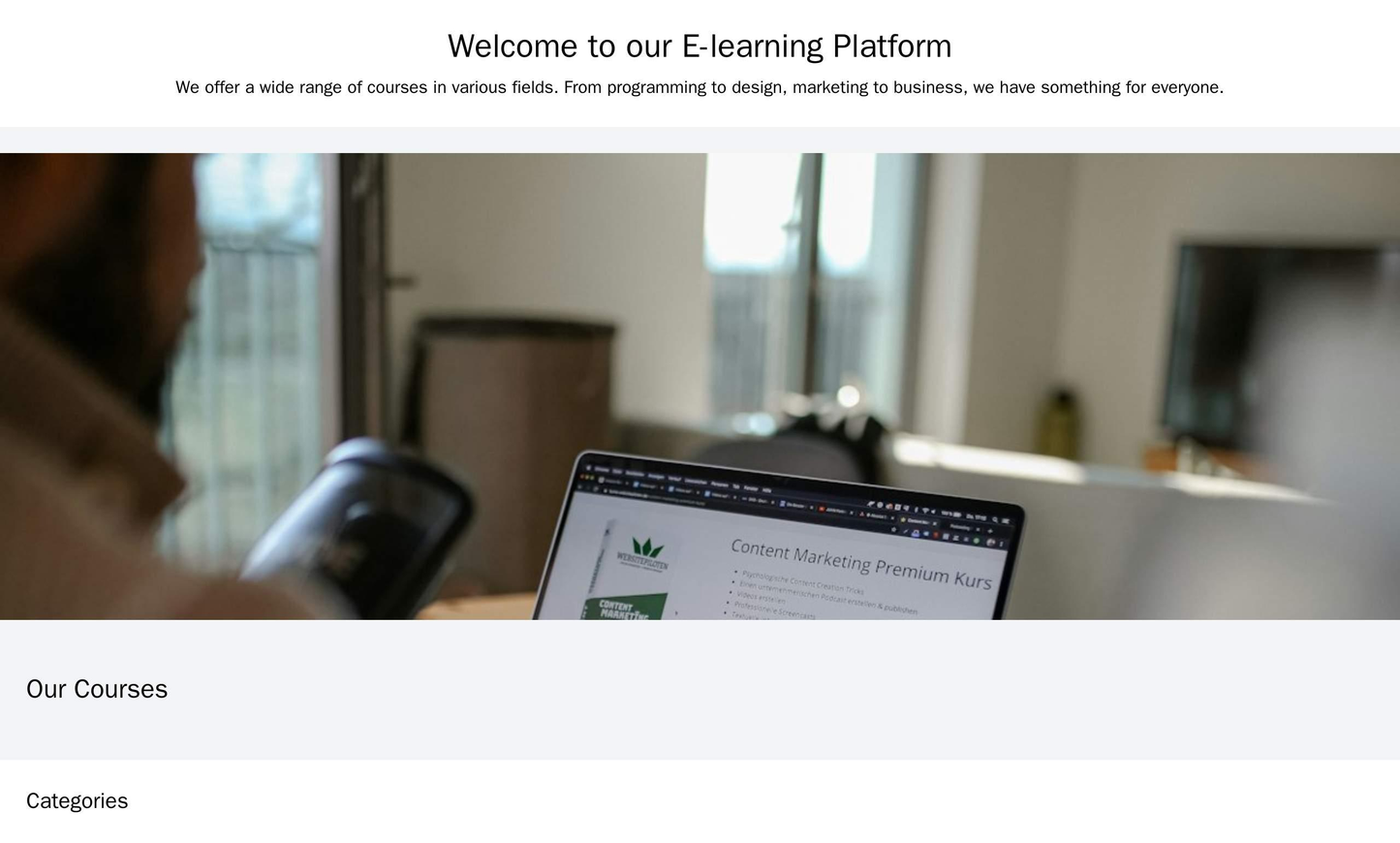 E-learning Platform: A clutter-free design with prominent visuals of courses, an attractive hero image, a search bar, a Web Template 4628