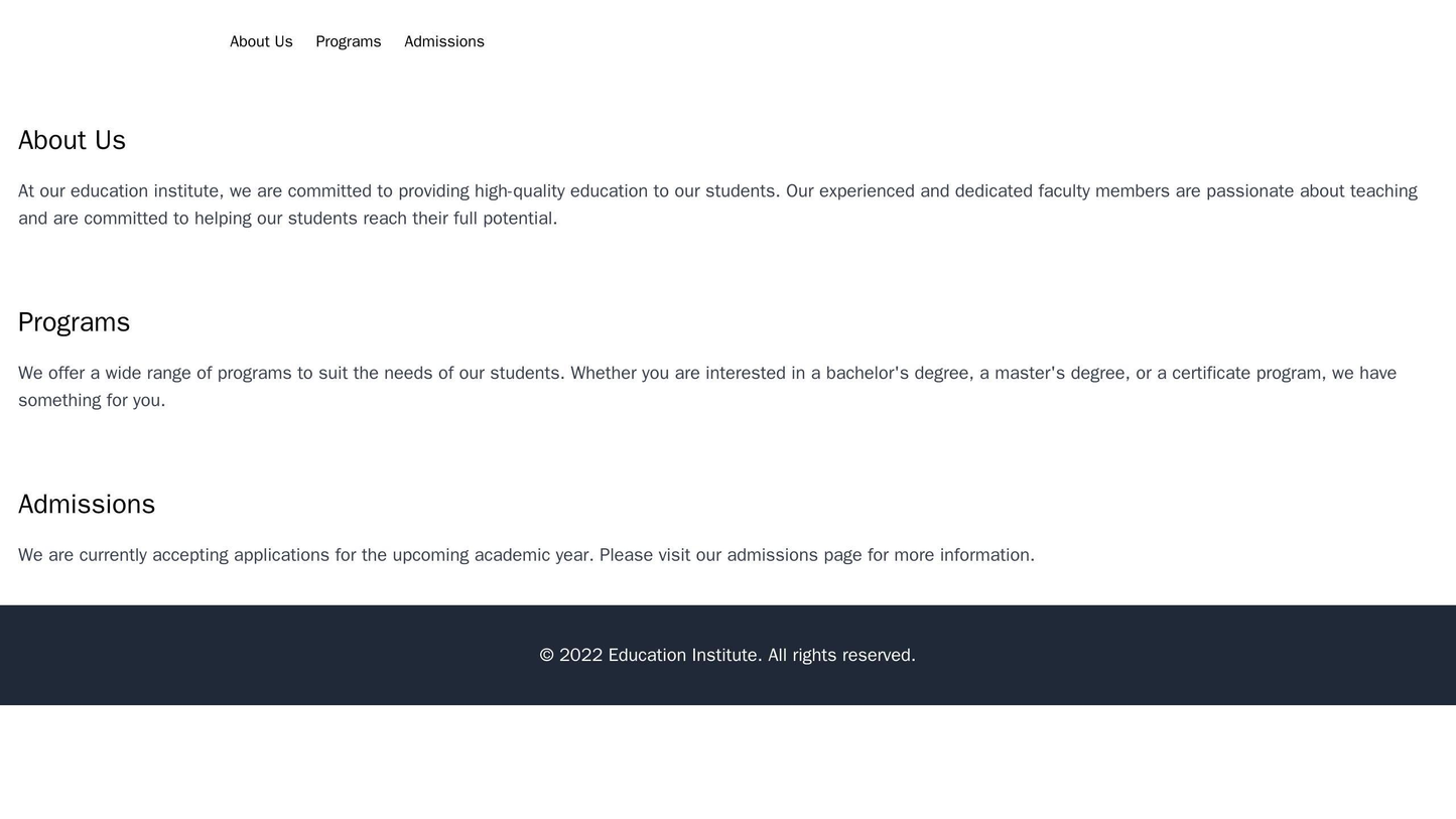 Education Institute Website: A multi-page layout with clear sections like About Us, Programs, Admissions, and a Contact Web Template 4062