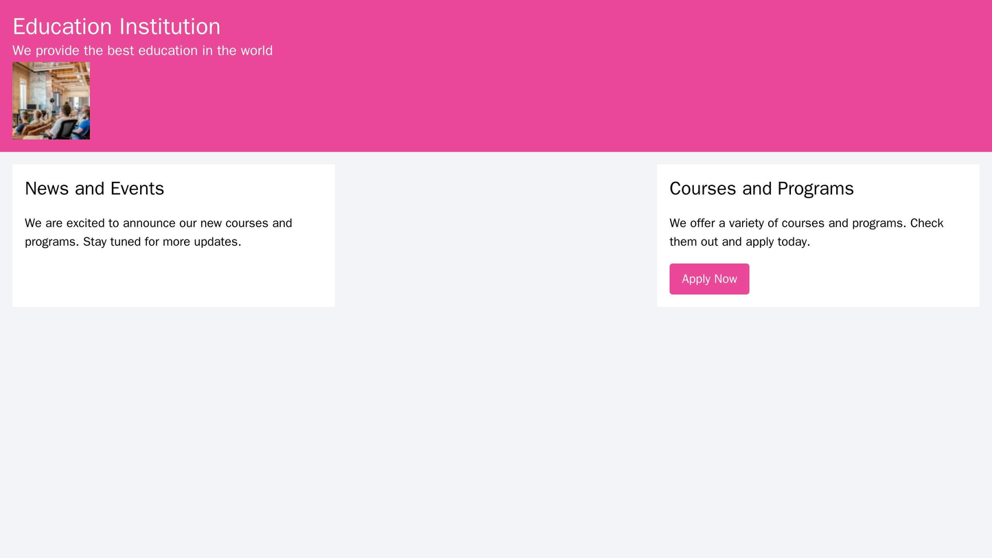 Education Institution Site: A clean design with a header having the institutions name, tagline, and logo. A left column Web Template 3389