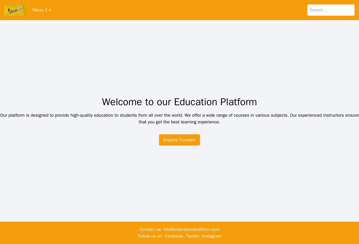 Education Platform: A dynamic design for an educational platform with a header featuring a large logo, a dropdown menu, Web Template 3173