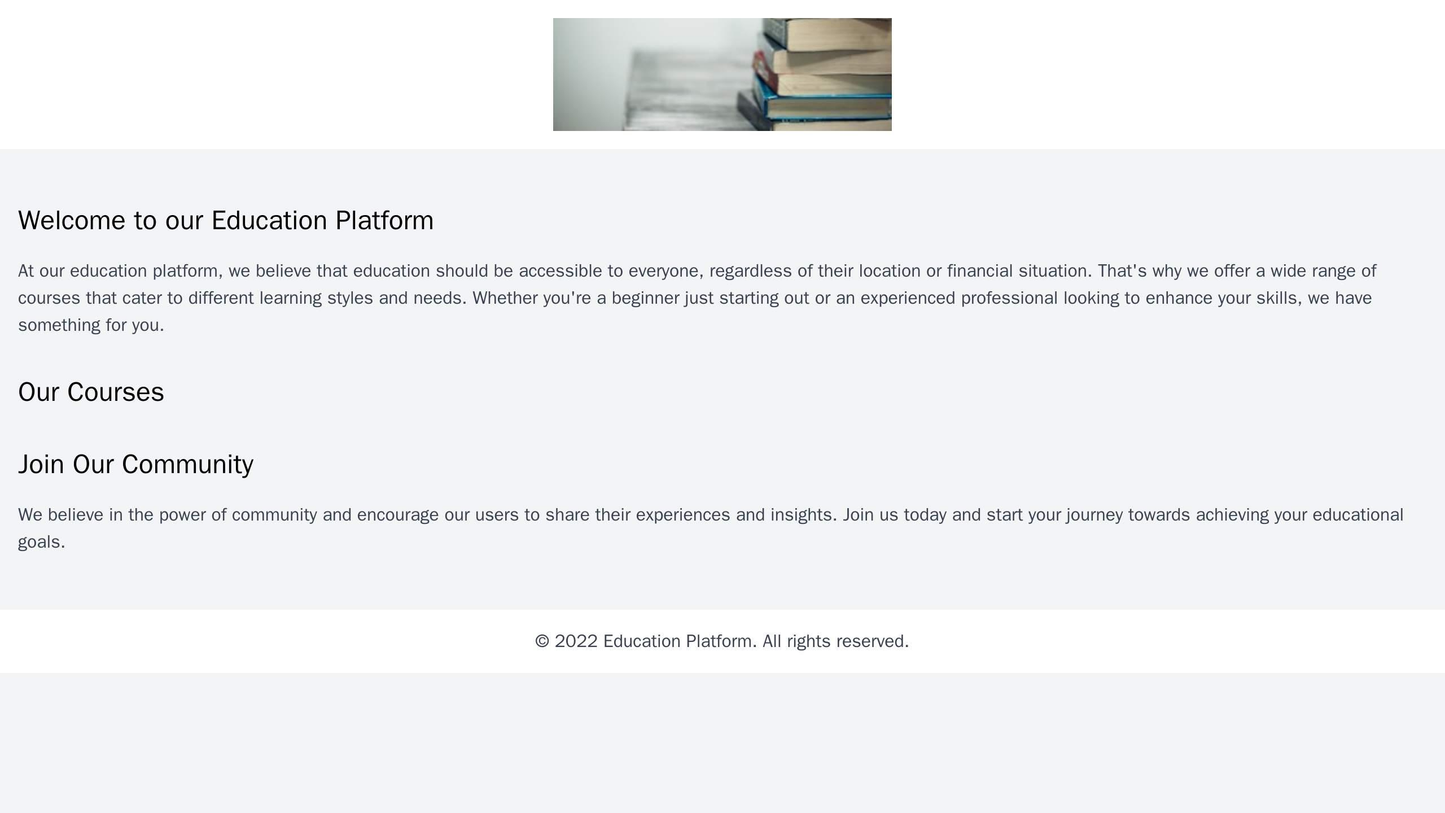 Education Platform: A modern design with a centered logo, a clean layout for course listings, and an invitation to sign Web Template 4232