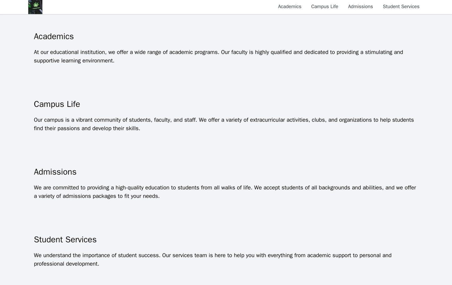 Educational Institution: A clean and professional design with a centered logo and a horizontal navigation bar. The site Web Template 3240