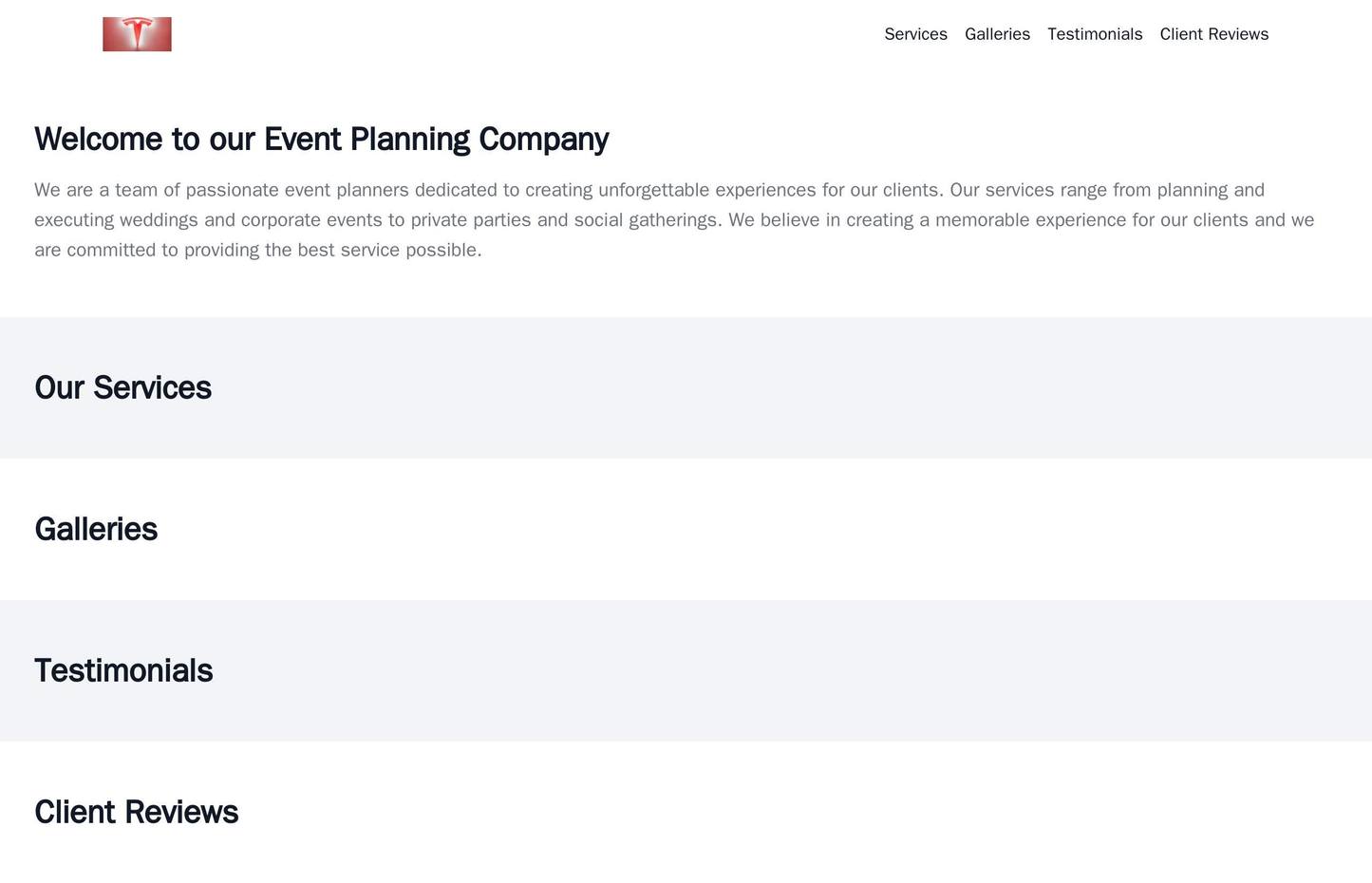 Event Planning Company: A vibrant and detailed design with a centered logo, a top navigation bar, and an appealing hero Web Template 2269