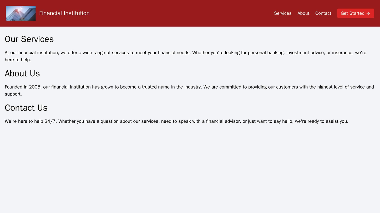 Financial Institution: A minimalistic design with a prominent call-to-action button at the top of the page. The logo is Web Template 3860