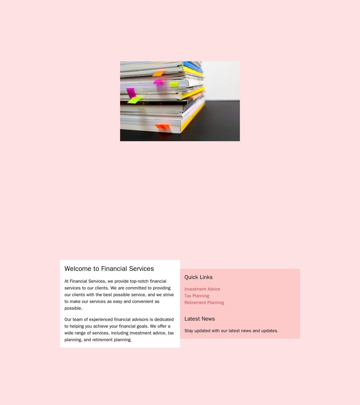 Financial Services: A professional site with a clean, white layout, a centered logo, and a left sidebar for quick links Web Template 4412