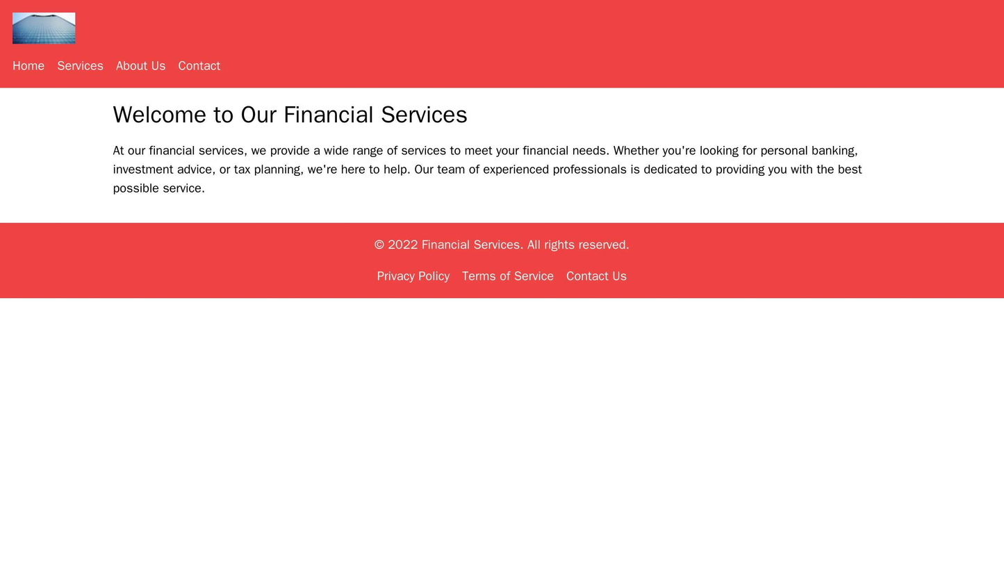Financial Services: A professional, neutral design with a header featuring the company logo and a minimalist navigation Web Template 4660