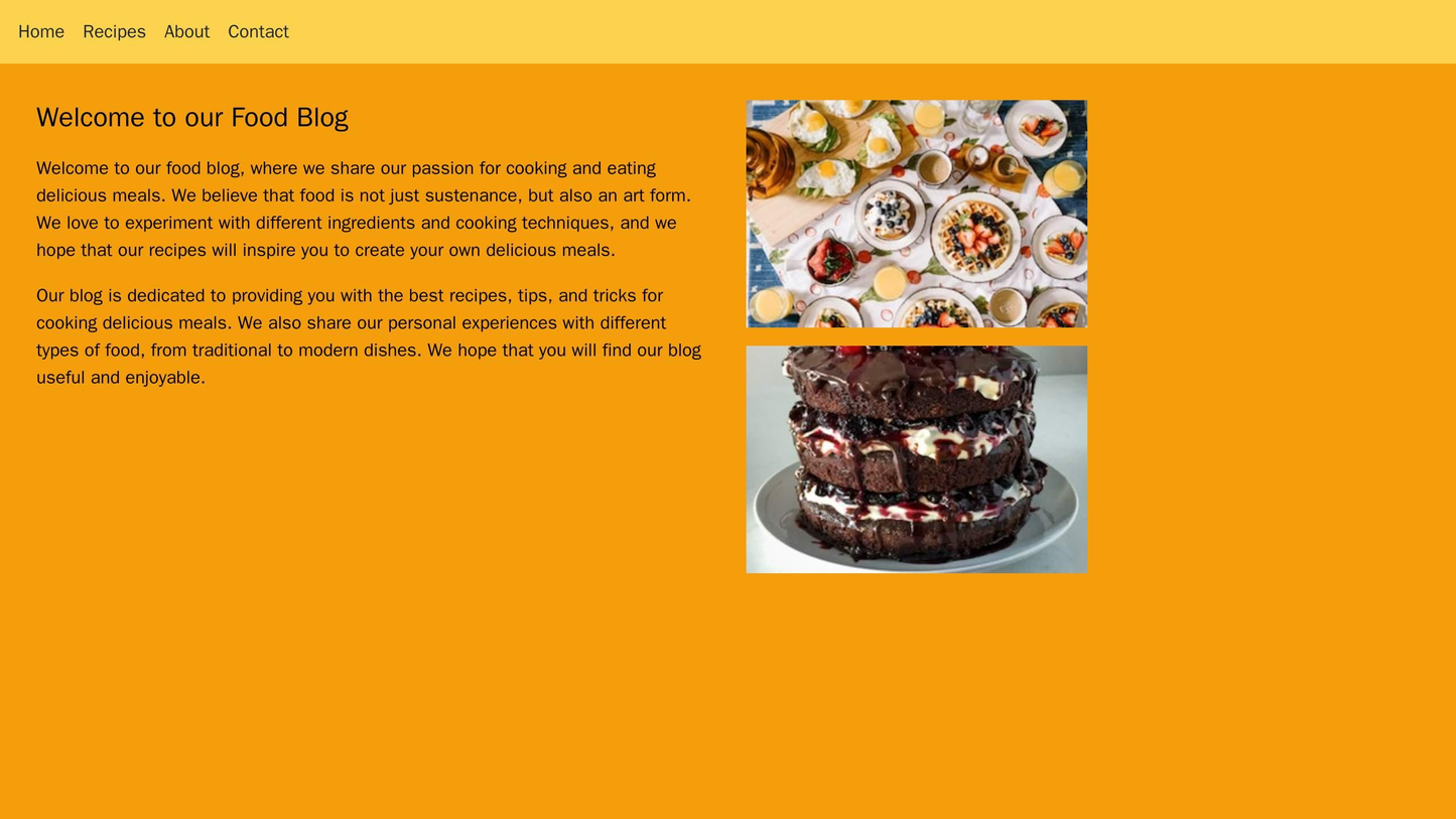 Food Blog: A left-aligned menu with a background image of a delicious food item. The body of the site is split into two Web Template 3957