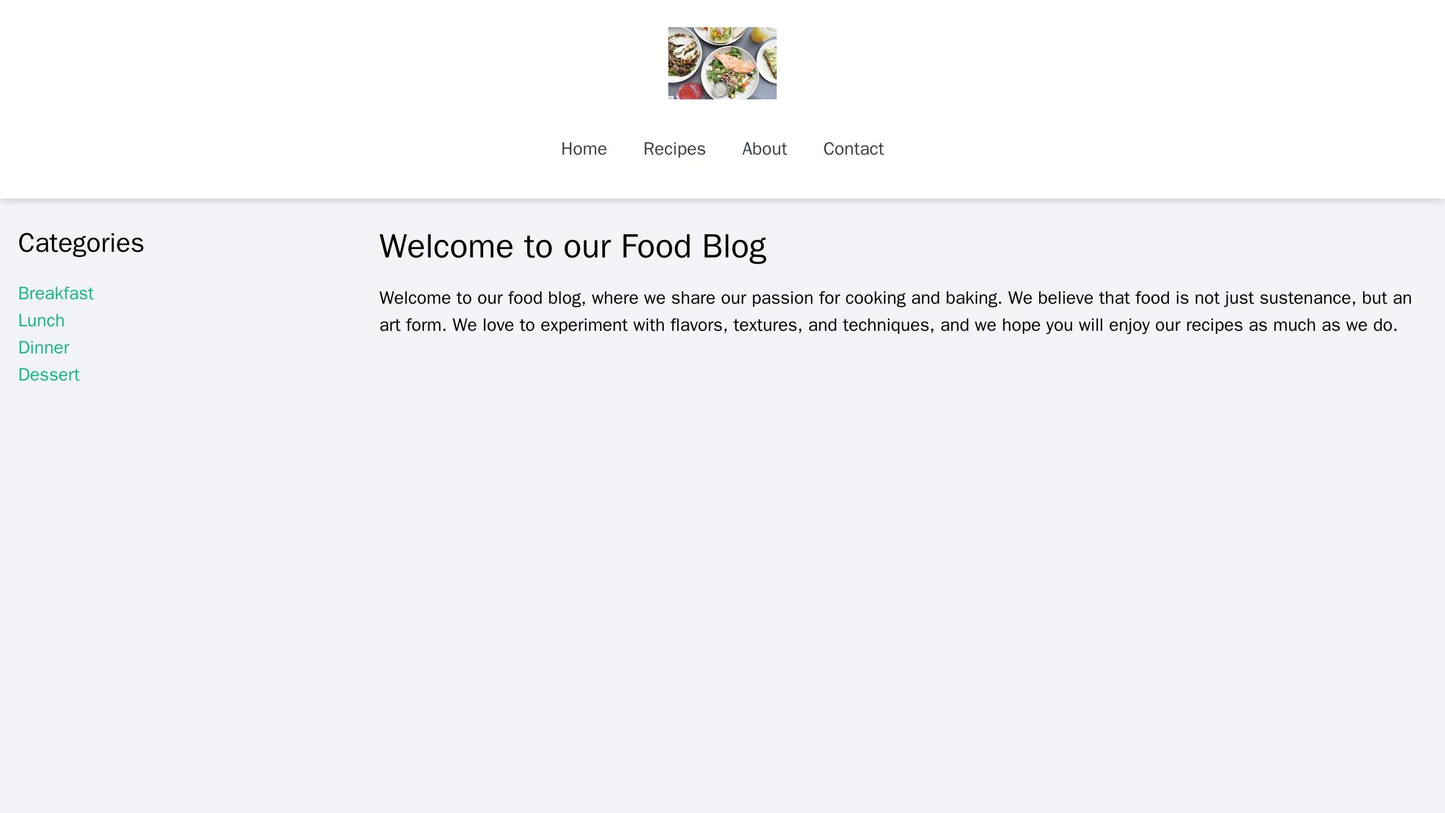 Food Blog: A mouth-watering design with a hero image of a delicious dish. Centered logo with navigation directly below. Web Template 4424