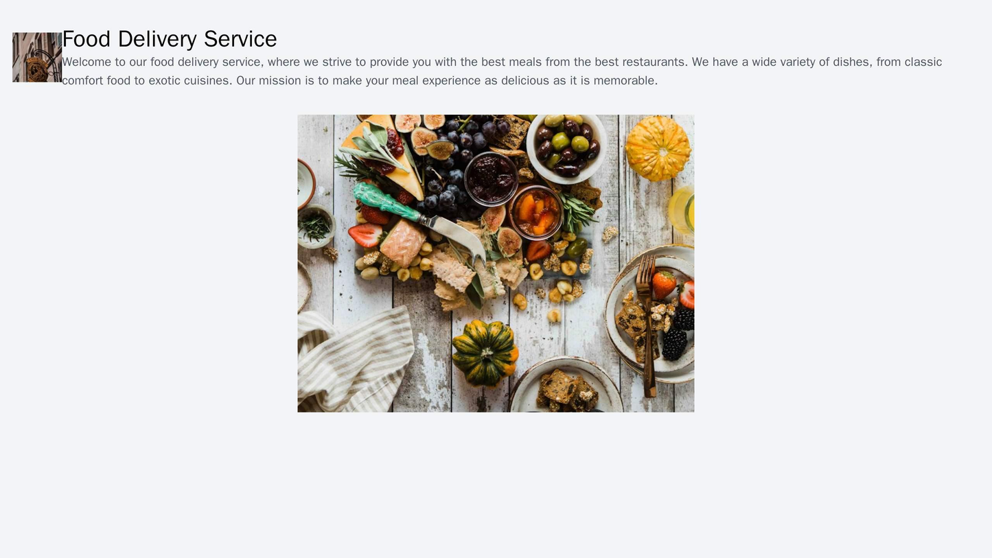 Food Delivery Service: A mouth-watering design with a header that showcases the logo and an appetizing image of a meal, Web Template 3184