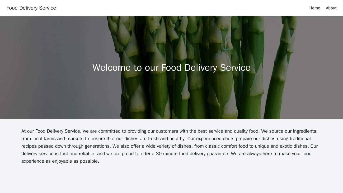 Food Delivery Service: A simple yet inviting layout with a large, appetizing hero image, a top navigation bar, a search Web Template 3717