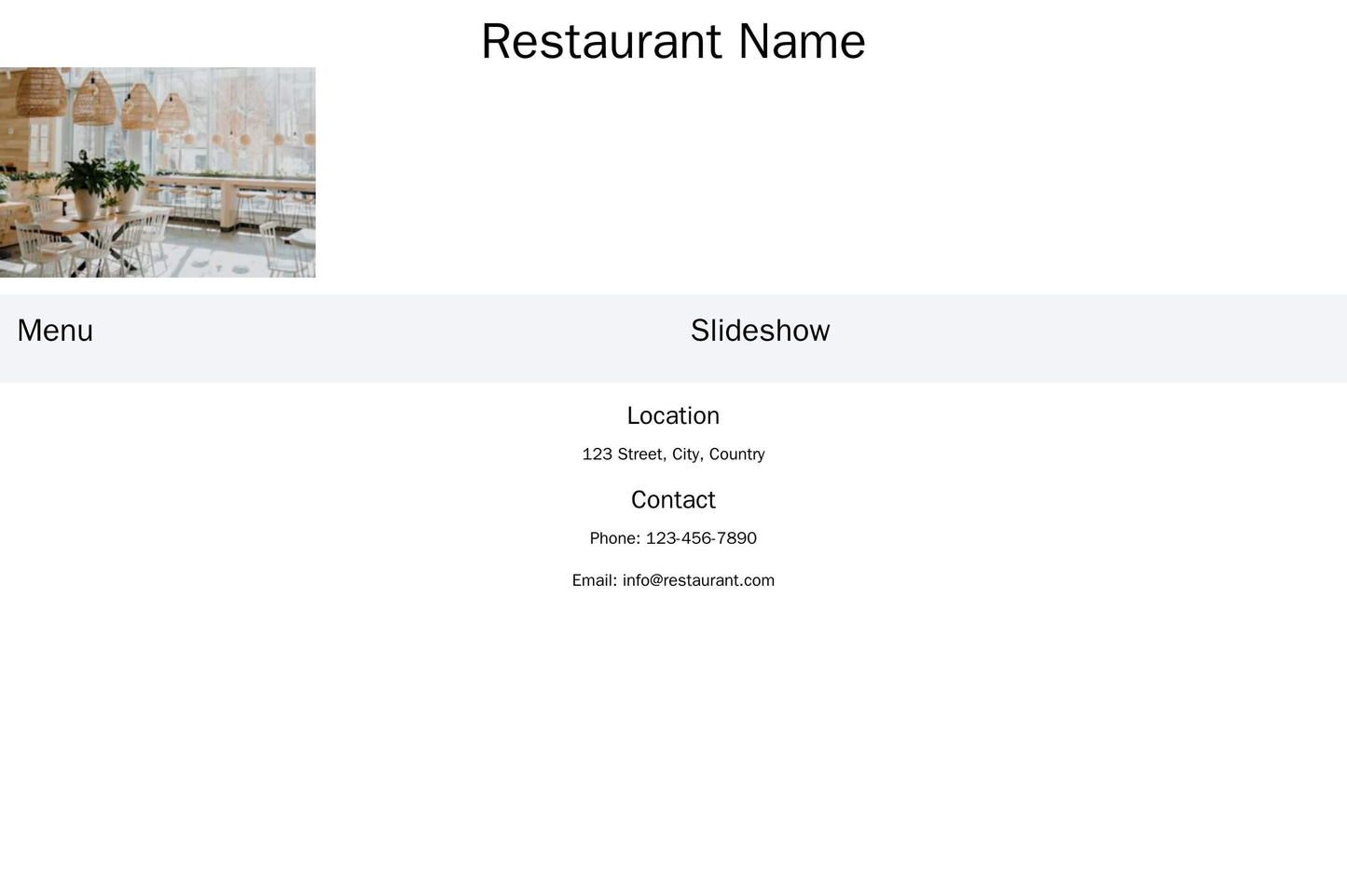 Food Restaurant Site: A two-column layout with a food menu on the left and a slideshow of images on the right. A header Web Template 2316