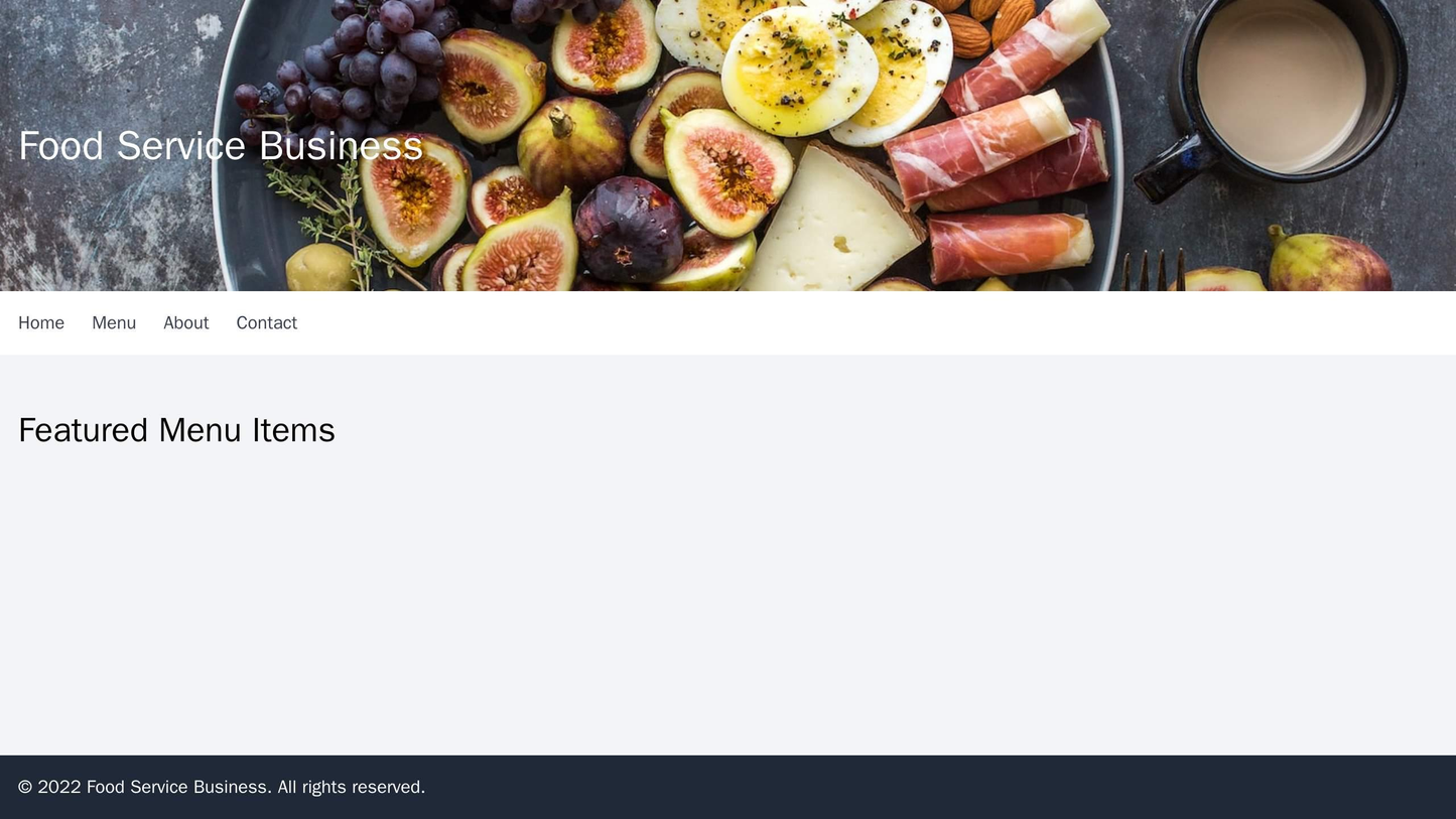 Food Service Business: A warm and inviting design with a background image of a delicious meal, a logo positioned at the Web Template 4188