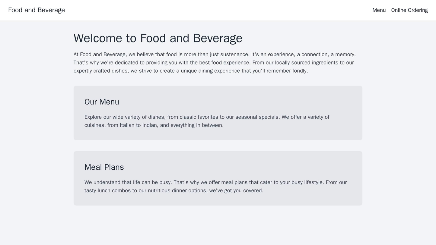 Food and Beverage: A mouthwatering design with a full-screen image of appetizing food, a top navigation bar with a menu Web Template 2389