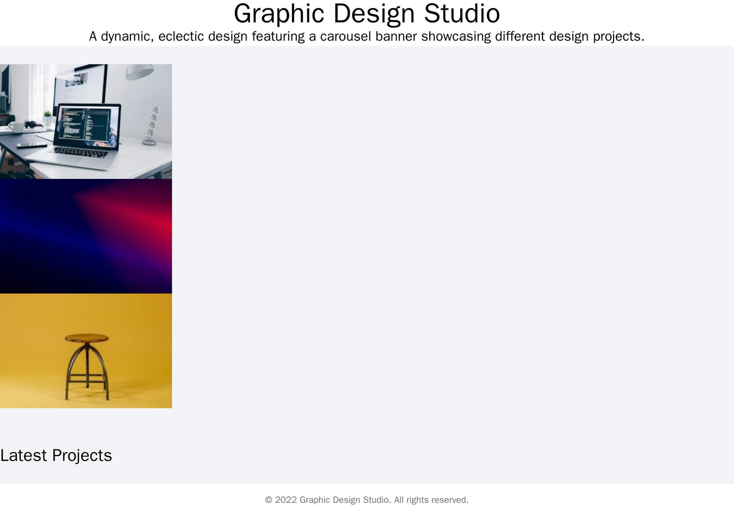 Graphic Design Studio: A dynamic, eclectic design featuring a carousel banner showcasing different design projects. The Web Template 3915