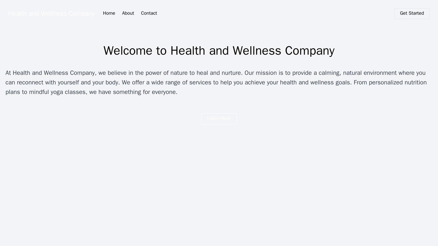 Health and Wellness Company: A calming, natural design with a left-aligned logo, a muted color palette, and a prominent Web Template 3976