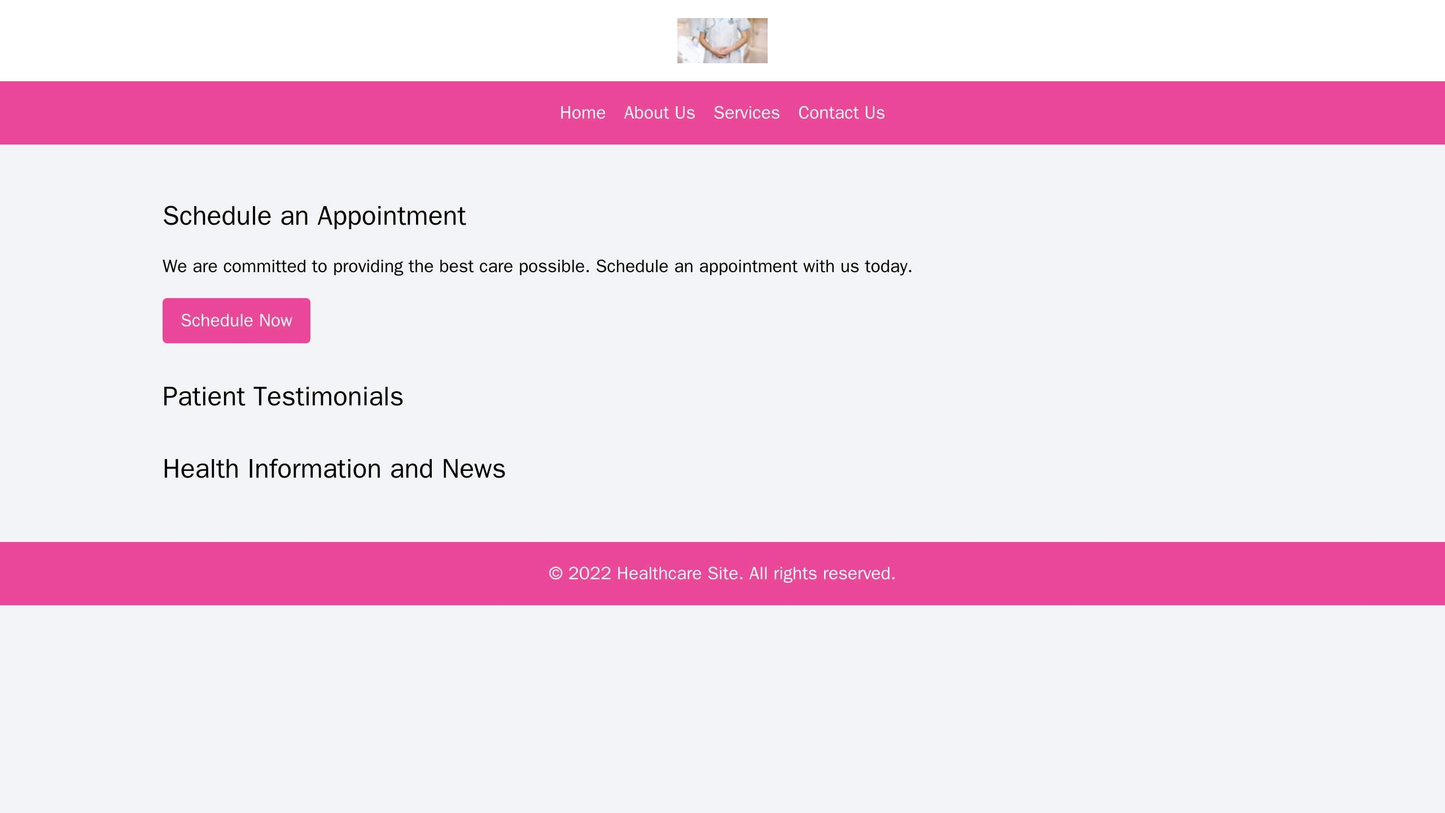 Healthcare Site: A clean and simple design with a centered logo and a horizontal navigation menu. The homepage features Web Template 4943