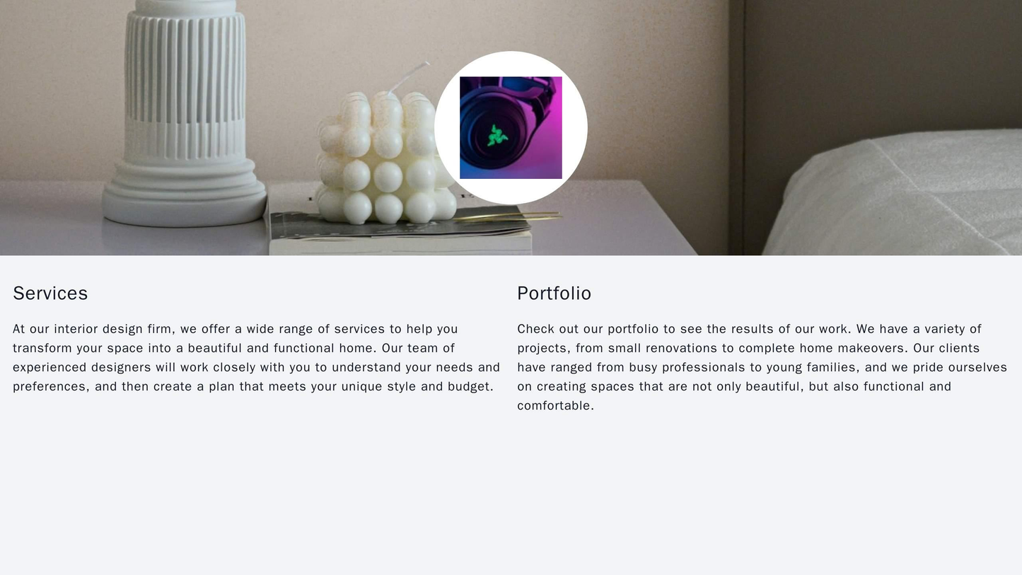 Interior Design Firm Website: A clean and visually appealing website design with a full-width header image showcasing a Web Template 3339