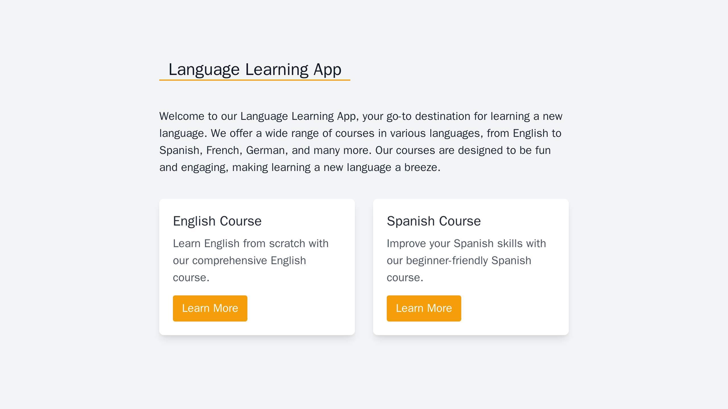 Language Learning App: A colorful and engaging design with a main character or mascot. The navigation bar is located at Web Template 4783