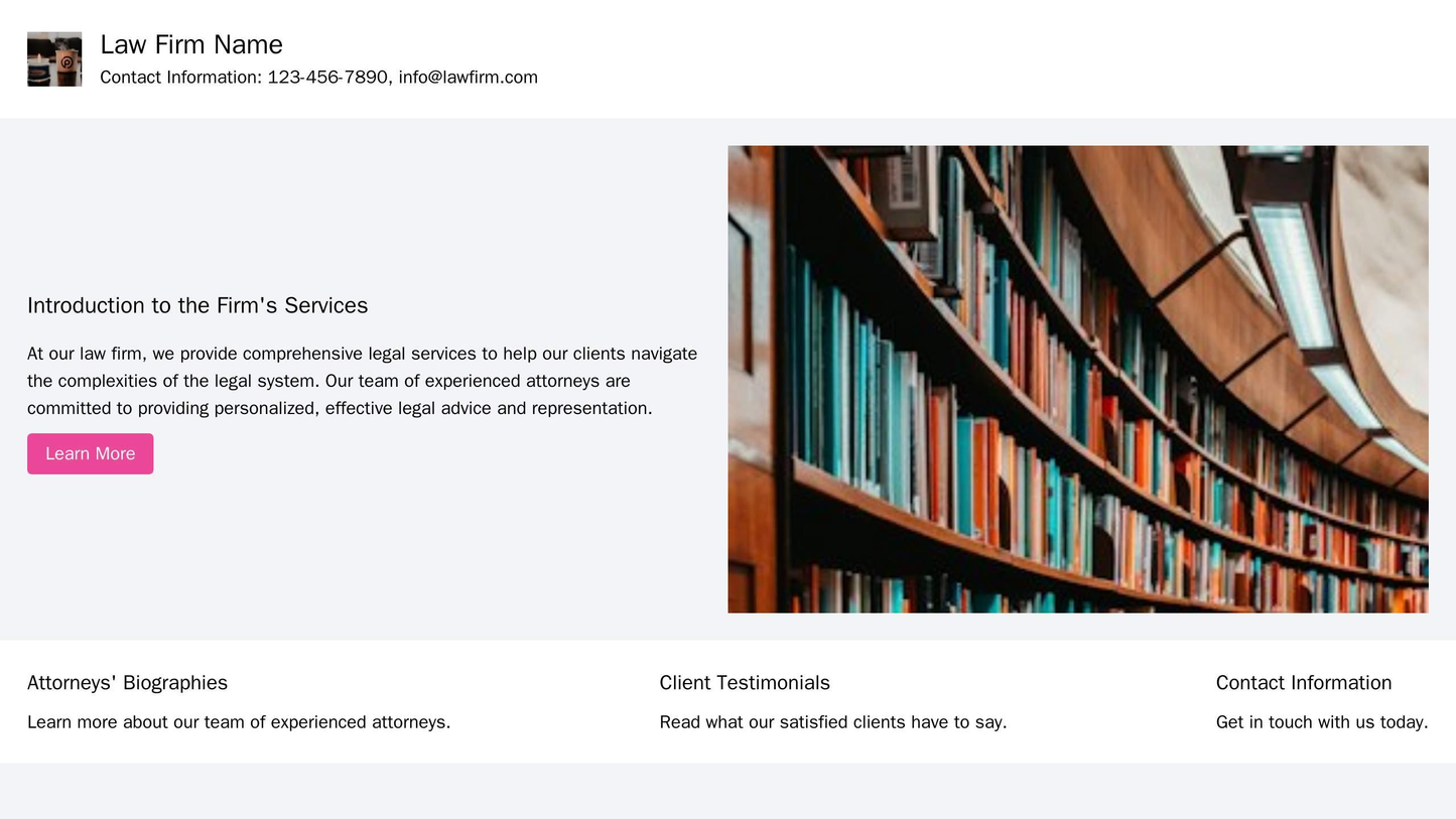 Law Firm: A professional design with a left-aligned, split-section, showing the firm's logo, and contact information on Web Template 2273