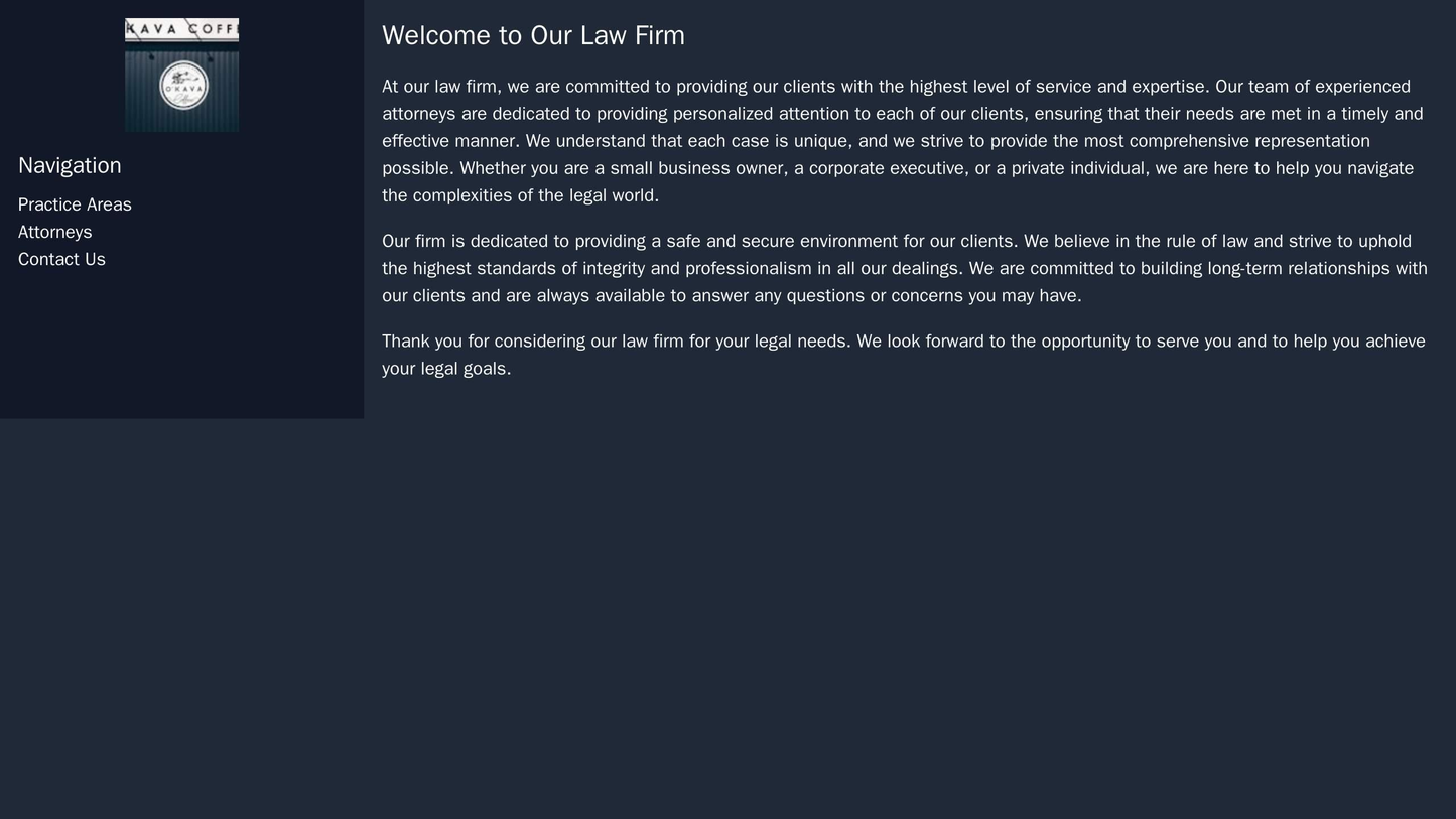 Law Firm: A professional and serious design with a centered logo, dark colors, and a left sidebar with a search bar and Web Template 3932