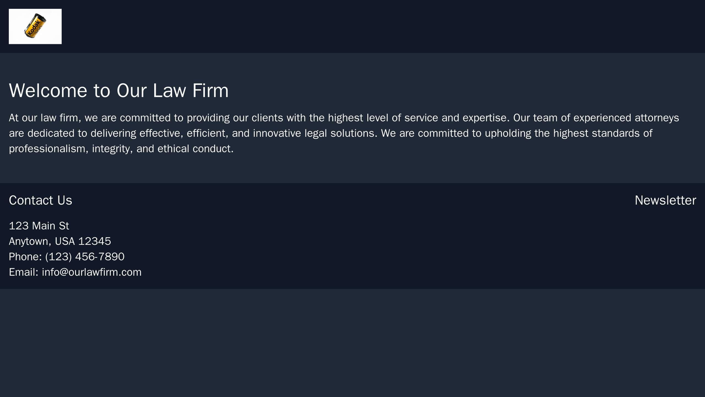 Law Firm Website: A clean design, with a central banner displaying a large, professional-looking logo, dark background, Web Template 4270