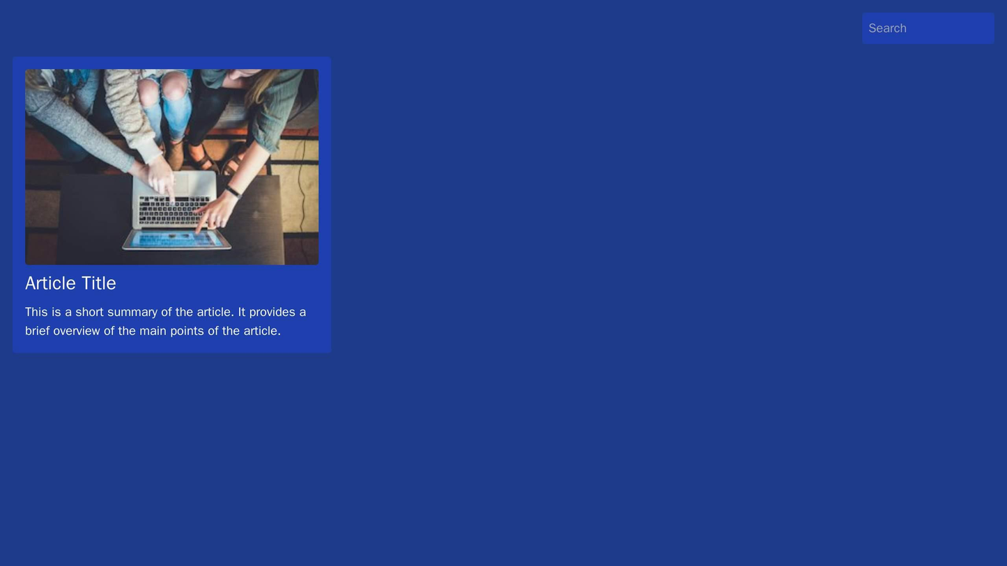 News Site for a Tech Company: A grid layout for articles with large images and short summaries, a search bar at the top Web Template 4559