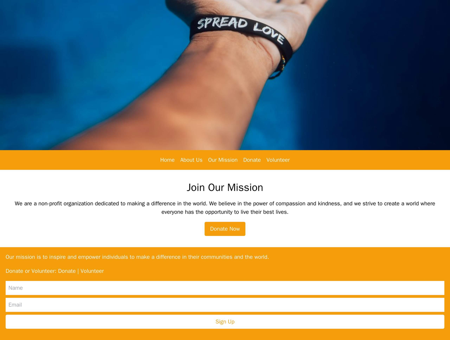 Non-Profit Organization: A charitable, inspirational design with an image of the cause in the header, a navigation menu Web Template 2126