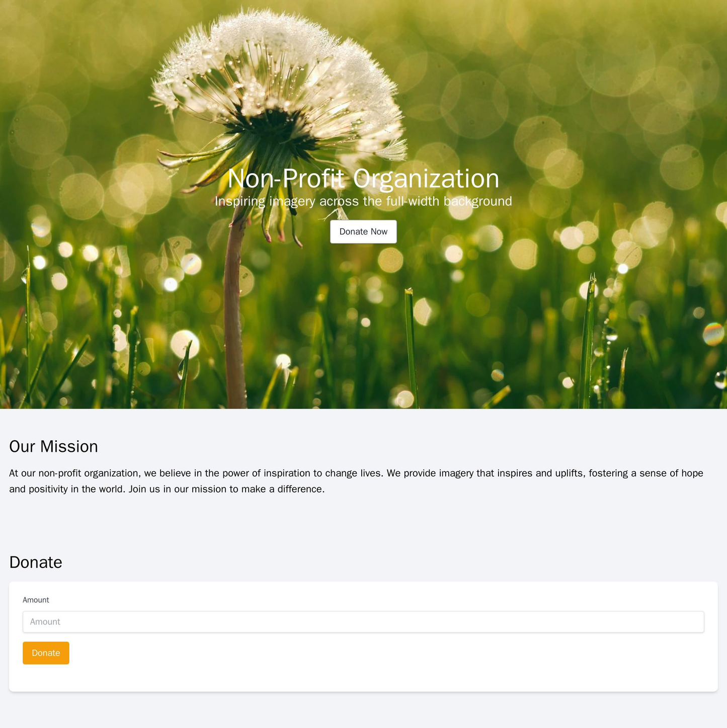 Non-Profit Organization: Inspirational imagery across the full-width background, with a prominent call-to-action button Web Template 4595
