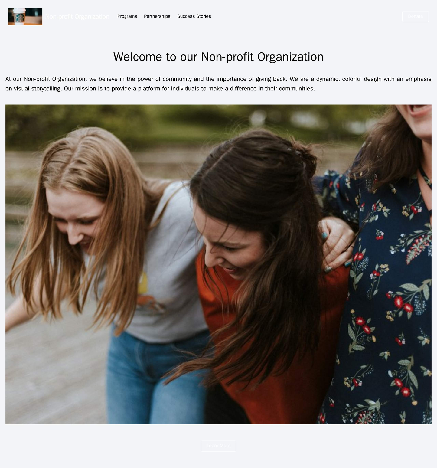 Non-profit Organization: A dynamic, colorful design with an emphasis on visual storytelling. The logo is located at the Web Template 3284