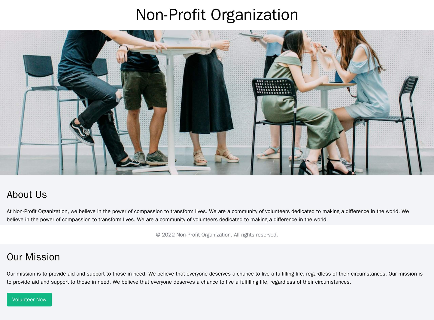 Non-profit Organization: A compassionate design with a large, centralized photo of people interacting, clear and simple Web Template 3733