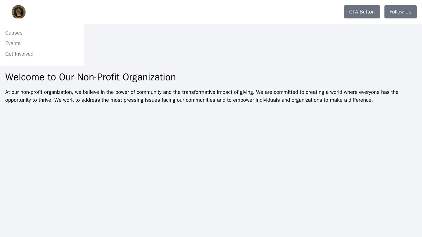 Non-profit Organization: A simple yet effective design with a centered logo, a top header containing a CTA button and a Web Template 3842