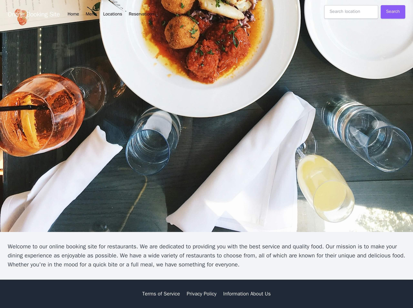 Online Booking Site for Restaurants: A simple layout with a large hero image and a search bar allowing users to input a Web Template 3796