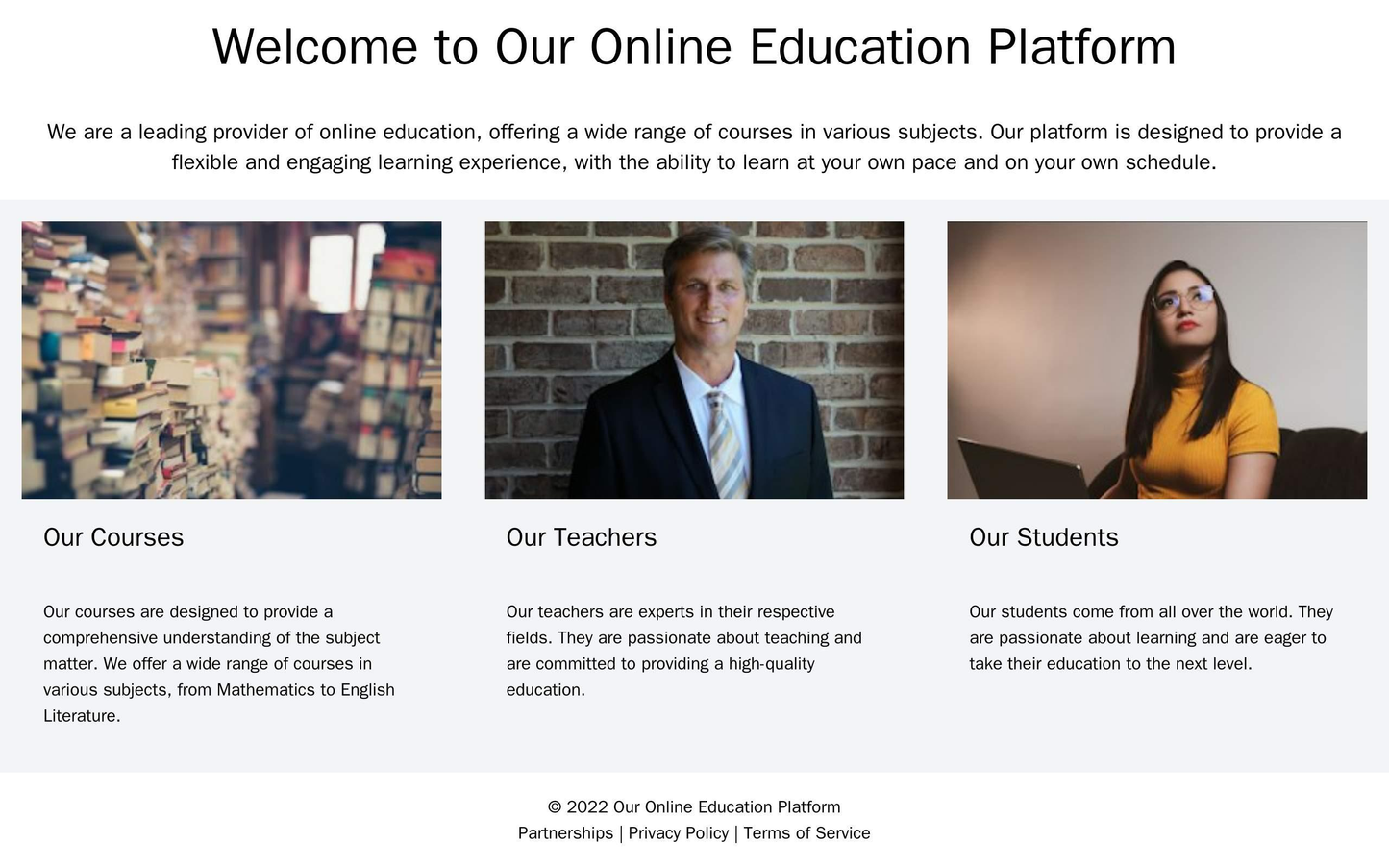 Online Education Platform: A visually appealing layout with video backgrounds of students in classrooms, a large search Web Template 3181
