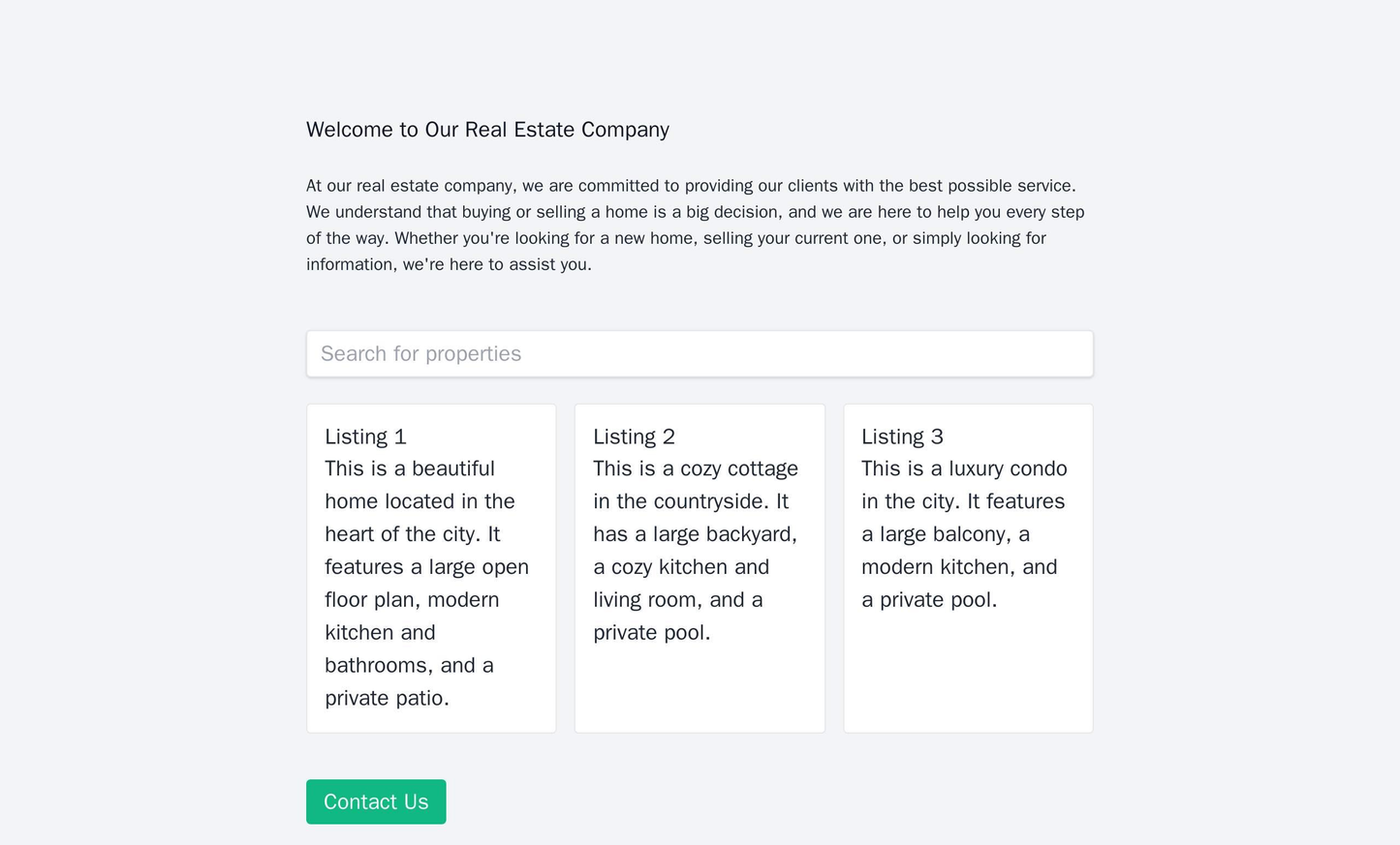Real Estate Company: A sophisticated design featuring a search bar and listings in a grid format, a clean, minimalistic Web Template 3602
