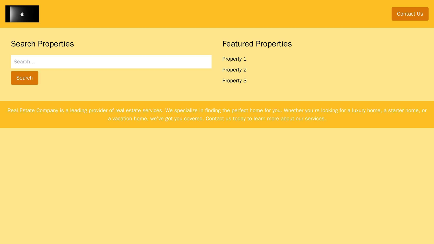 Real Estate Company Site: A two-column layout with a property search form on the left and a list of featured properties Web Template 4941